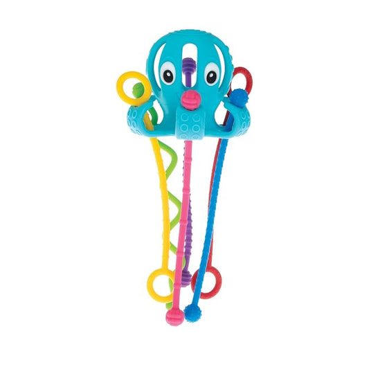Nuby Silicone Octopus Sensory Toy with Bright Colored Silicone Textured Cords for Tactile Development, 18+ Months