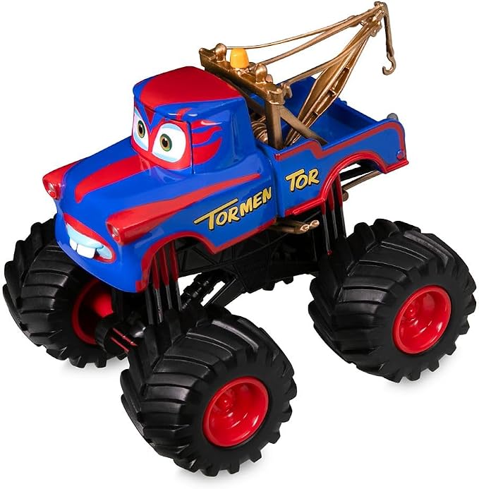 Disney Store Official Monster Trucks Lightning McQueen & Tow Mater Die Cast Set - 1:43 Scale Die Cast Metal Pixar Cars Toys with Free Rolling Wheels - Scenic Display Packaging Included