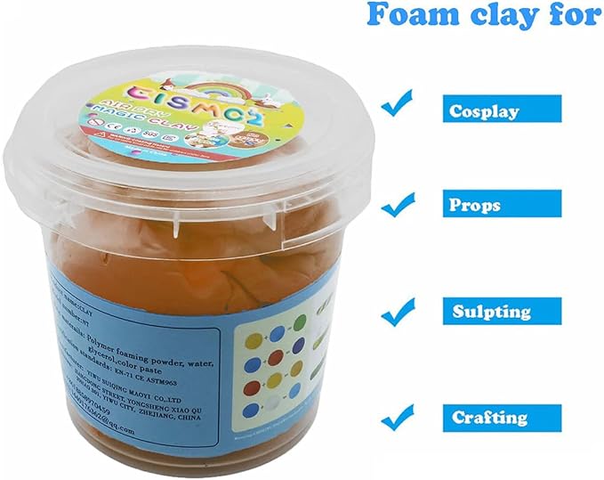 Air Dry Modeling Clay 10.5 oz Modelable Cosplay Foam Clay Ultra Light Magic Clay Colors Art Craft Kit (Brown)