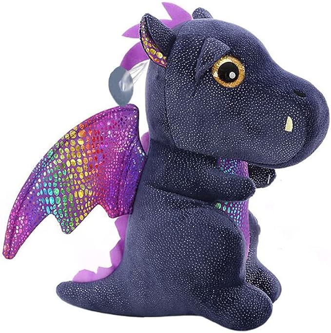 YUKOUQIAN Dragon Stuffed Animal Cute Dragon Plush Doll Toy 10 inch for Girls Boys Christmas (Dragon Black 25cm)