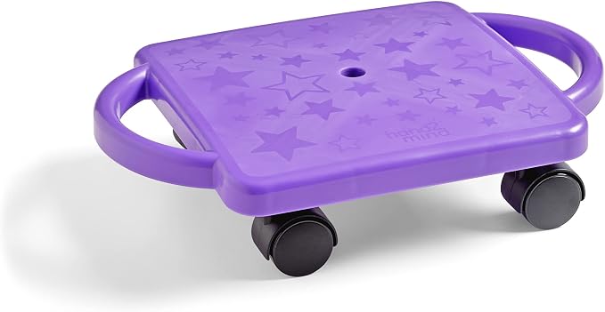 hand2mind Purple Indoor Scooter Board with Handles, Sit Down Floor Scooter, Gym Activities for Kids, Indoor Sport Recess Games, Physical Education Equipment, Gross Motor Toys