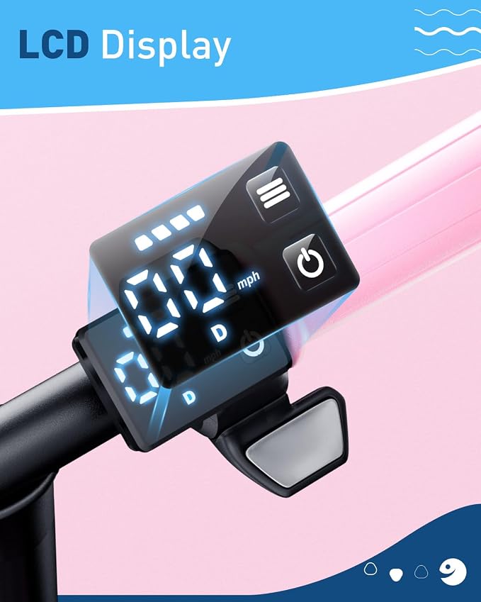 Hiboy Q2 Lite Electric Scooter for Kids with Seat for Ages 4-10, 5-Mile Range, 3-Speed Adjustable up to 9.3 MPH, Front Brake, LED Neon Lights