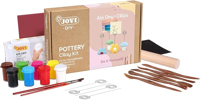 Jovi - DIY Air Dry Clay Kit for Adults - Pottery Starter Set with Clips, Paints, Tools and Step-by-Step Video Tutorial