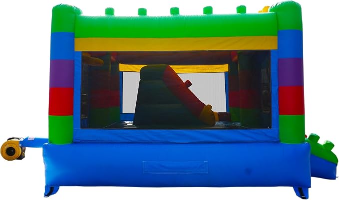 Semi Commercial Bounce House for Big Kids,Built-in Slide,PVC Material,for Backyard Outdoor Party,12.3'Lx 12'Wx 9.4'H (Building Block Ver2 with Blower)