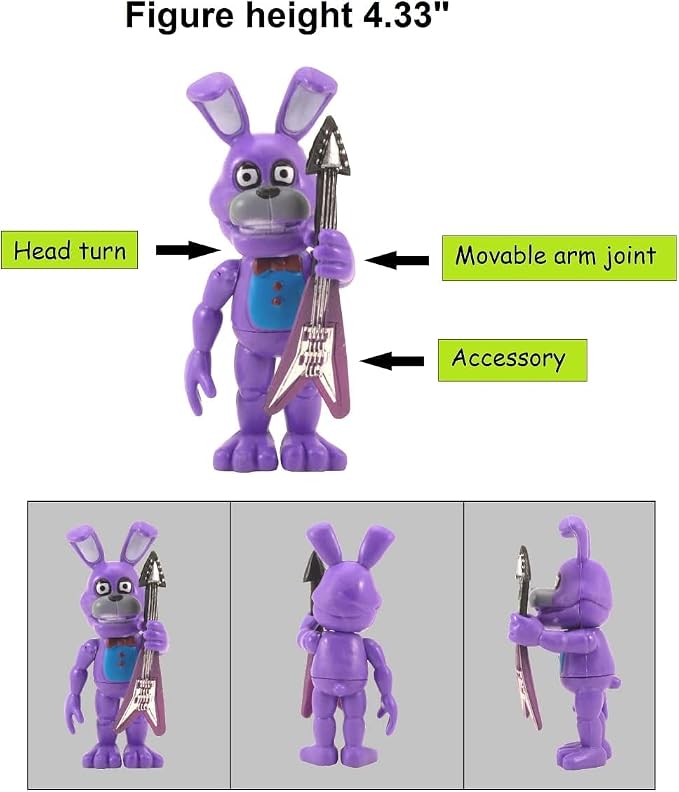 NA Toysvill FNAF Action Figures (Set of 6 pcs) | Inspired by Five Nights at Freddy’s Toys Figurines Set, Cake Toppers, Party Set, Collectible Toys for Kids, Height About 4 inches