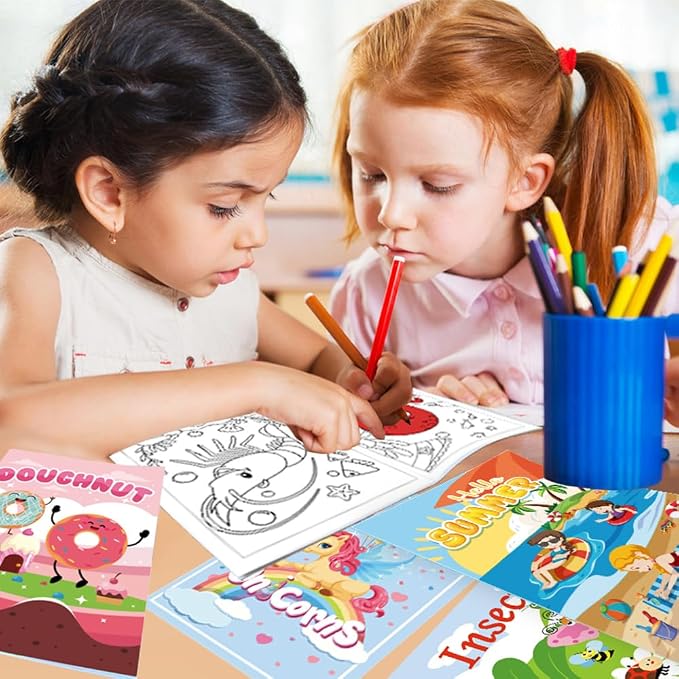 24 Mini Coloring Books Suitable for Kids Ages 2-4 and 4-8,Small Party Gifts,Bulk Birthday Gifts,Gift Bag fillers Include Dinosaurs,Mermaids,Animal,Princess(24-A)