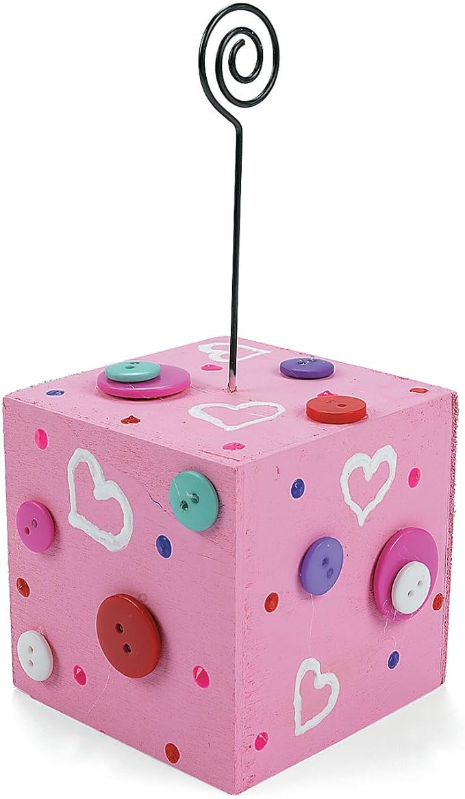 Fun Express DIY Wood Photo Holder Block Craft Kits Set of 12 - Wooden Picture Frames for Arts and Crafts for Kids Ages 8-12 | Unfinished Wood Crafts Kids Ages 4-8 | Fun Home Activities & Classroom