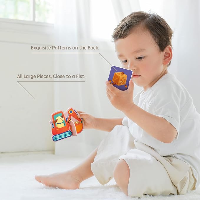 Toi 6 Packs Large Piece Toddler Jigsaw Puzzles for Kids Aged 2.5+, Animal Shaped Floor Puzzles for Beginner, Preschool Learning Game for Boys Girls, Shape Vehicle