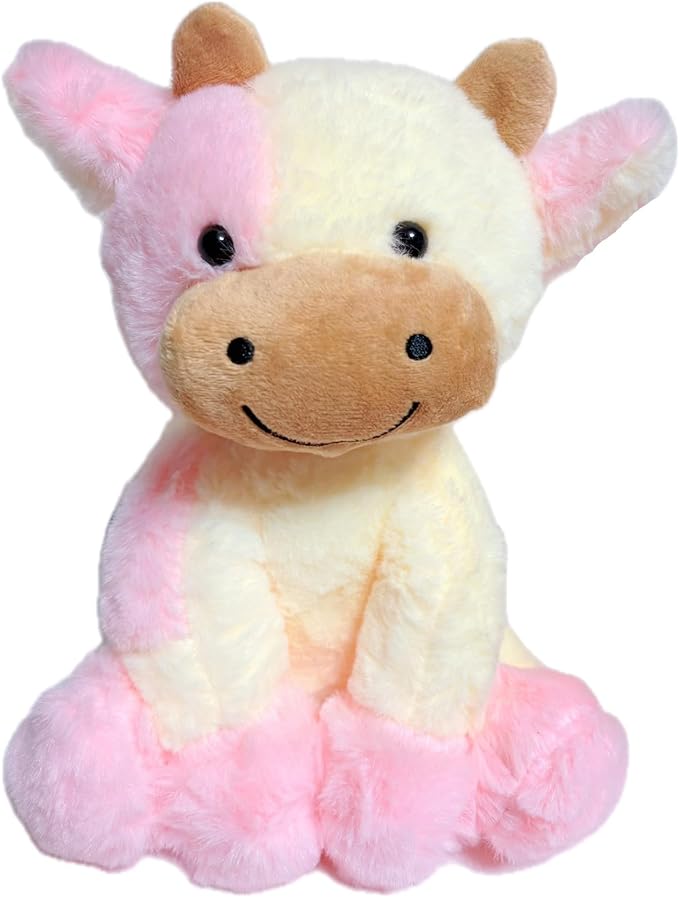 BSVOME 9 inches Cow Stuffed Animal Soft Plush Cute Cow Doll for Boys Girls (Pink Cow)