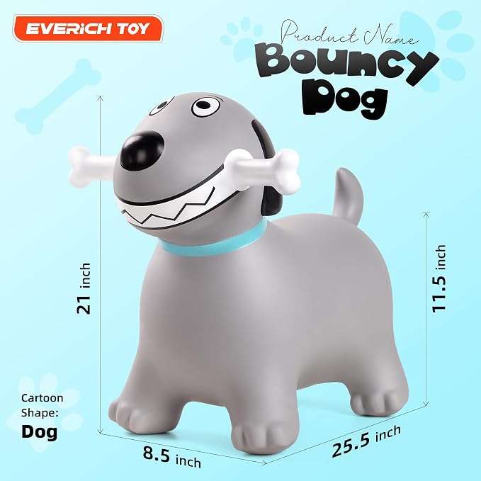 Bouncy Dog Hopper Toys for Toddlers, Inflatable Jumping Animals Hopper, Inflatable Ride on Bouncer Hopping Gifts for Boys Girls 18 Months 2 3 4 5 6 Years Old