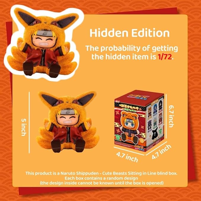 Naruto Shippuden × Cute Beasts Sitting Party Series Figure Blind Box, Collectible Ornament, Cartoon Theme, Multicolor （Random 1pc