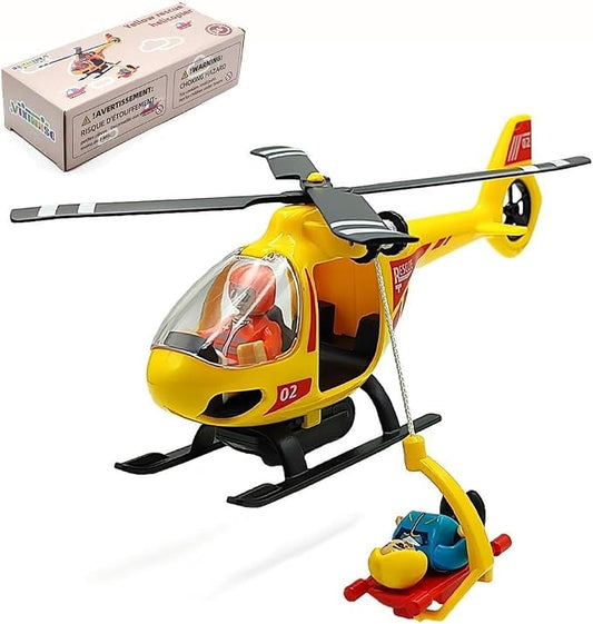 Wooden Train Cars Track Accessories Set Plane Toy with Light and Sound for Train Toys for 3-5-7 Boys Girls Years Old(Rescue Helicopter（with Light and Sound）)