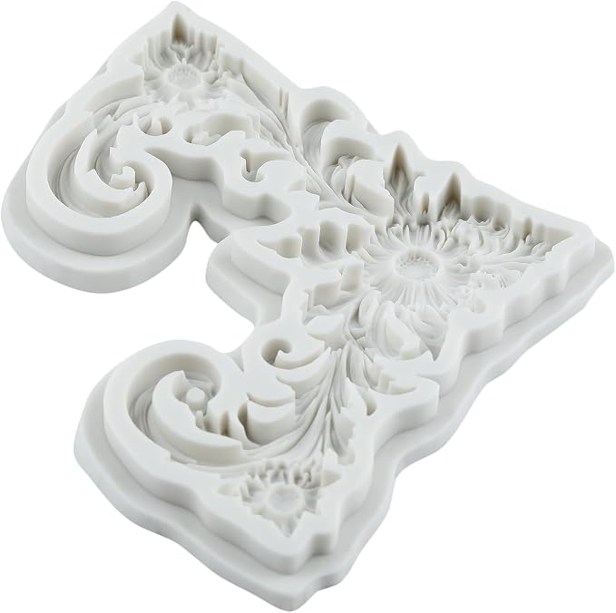Baroque Polymer Clay Molds Curlicues Scroll Lace Silicone Mold Baroque Relief Flower Mold for Epoxy Resin Casting DIY Crafts Air Dry Polymer Crafts Supplies Clay Tools