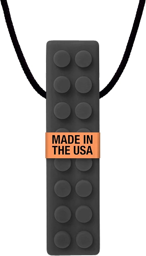 ARK Brick Stick, Chew Necklace for Sensory Kids and Adults, Oral and Hand Fidget for Autism, ADHD, SPD, Anxiety, Medical-Grade Textured Chew Necklace, XT, Medium Firm, Black