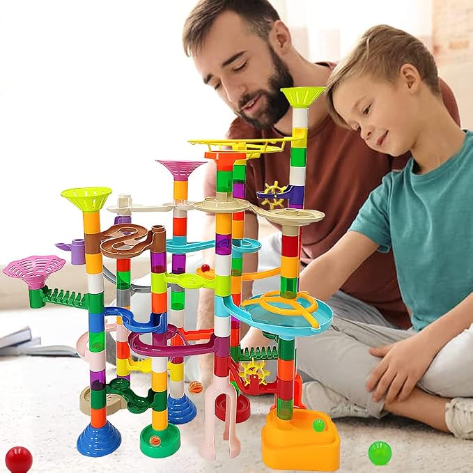 DSHMIXIA Marble Run for Kids Ages 3-4 5-8 150pcs Sturdy Building Toys Kids Games Marbles Run Track Amazing Fun Boys Girls Gifts (Standard)