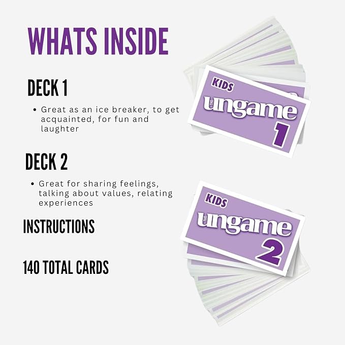 Talicor Pocket UNGAME - Kids - Non-Competitive Card Game for Kids to Discuss, Share Values & self Express - Know What Your Kids are Thinking - Age 5+