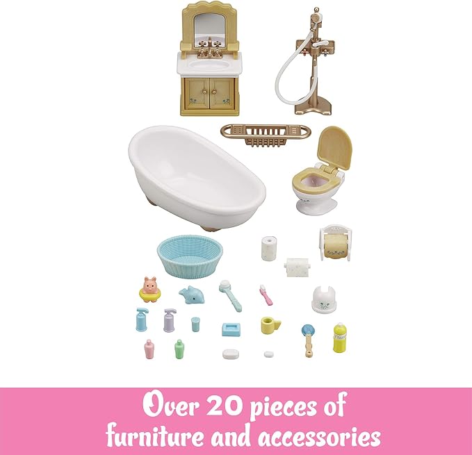 Calico Critters - Country Bathroom Set - Dollhouse Furniture Sets – Kids Pretend Play Toy, Miniature Dollhouse Furniture & Accessories, Ages 3+