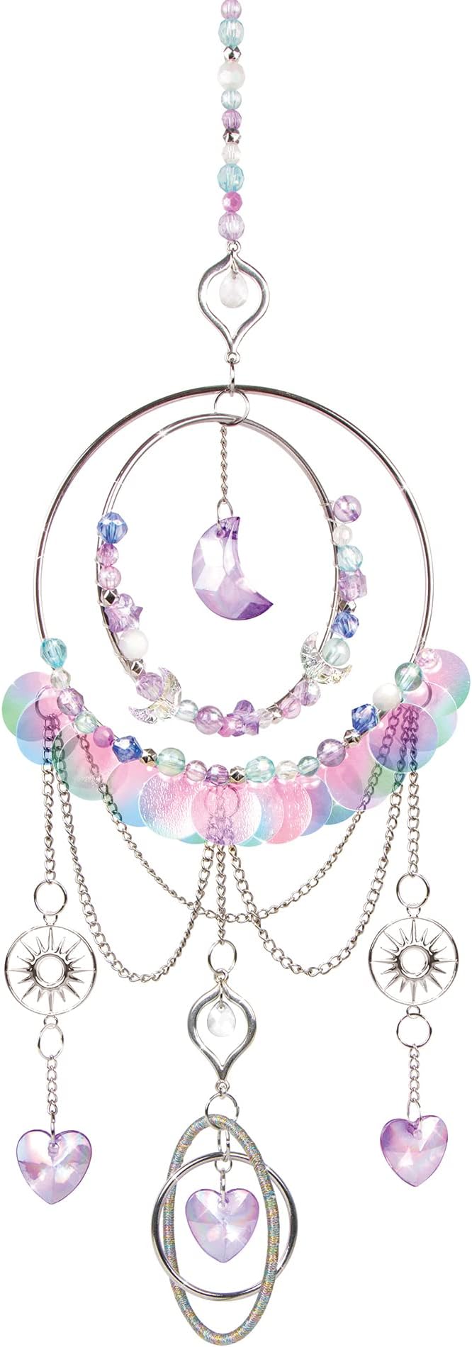 Make It Real: DIY Crystal Suncatcher - Silver, Purple & Soft Hues, Craft Your Own Beautiful Suncatcher, 139 Pieces Included, All-in-1 DIY Kit, Bedroom Décor, Tweens & Girls, Arts & Crafts, Ages 8+