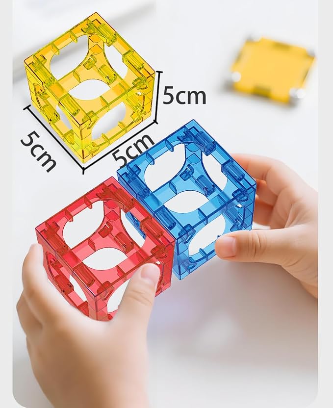 MIEBELY 112PCS Magnetic Marble Run Tiles for Kids Ages 3+ | Glowing balls, non-toxic BPA-free ABS, sealed magnets, screen-free STEM, fridge attach, storage box, travel birthday gift
