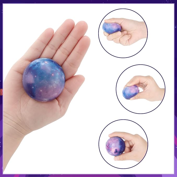 Hooqict Mini Galaxy Stress Balls 25 Pack Foam Stress Ball Space Party Favors Small Soft Squeeze Ball for Kids Adults Stress Relief Toy Goodie Bag Stuffers Gift Bag Fillers School Classroom Prize