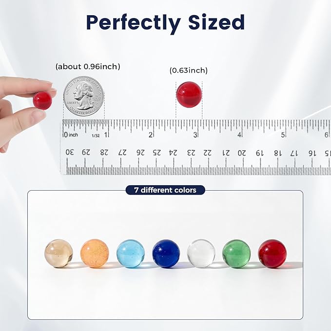 FUTUREPLUSX 150PCS Glass Marbles Bulk, 5/8inch Colorful Marbles for Running Game, Board Table Game Gift for Families Children and Friends