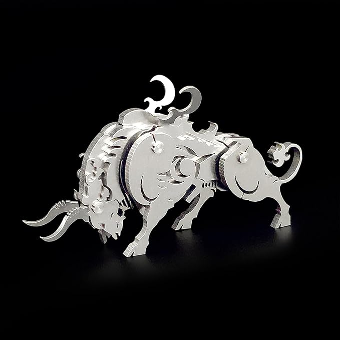 Microworld 3D Metal Puzzle, Mechanical Cow Metal Model Kits, Steel Warcraft Collection Challenge 3D Puzzles Brain for Adult Teaser DIY Animal Art Craft Decoration Mini Gifts