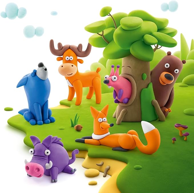 HEY CLAY Forest Animals - Claymate Hog - Air Dry Clay Kit 3 cans and Sculpting Tools with Fun Interactive Instructions App