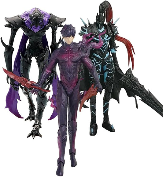 3pcs Sung Jin Woo Igris Statue Beru Action Figure PVC Model Anime Figura de Sung Jin Woo Figurine Desktop Collections Gift for Fans