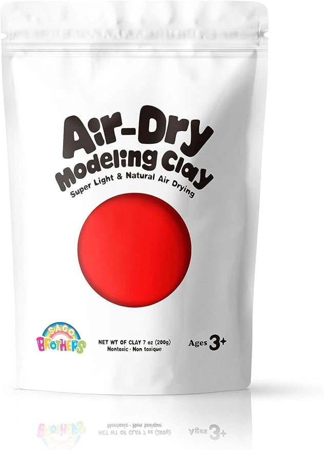 Sago Brothers Modeling Clay for Kids - Red, 7 oz Molding Magic Clay for Kids Air Dry, Super Soft Clay for DIY Slime, Ultra Light Air Dry Modeling Clay for Toddlers Children Teens | Molding magic clay for kids air dry, super soft for DIY slime. Ultra li...