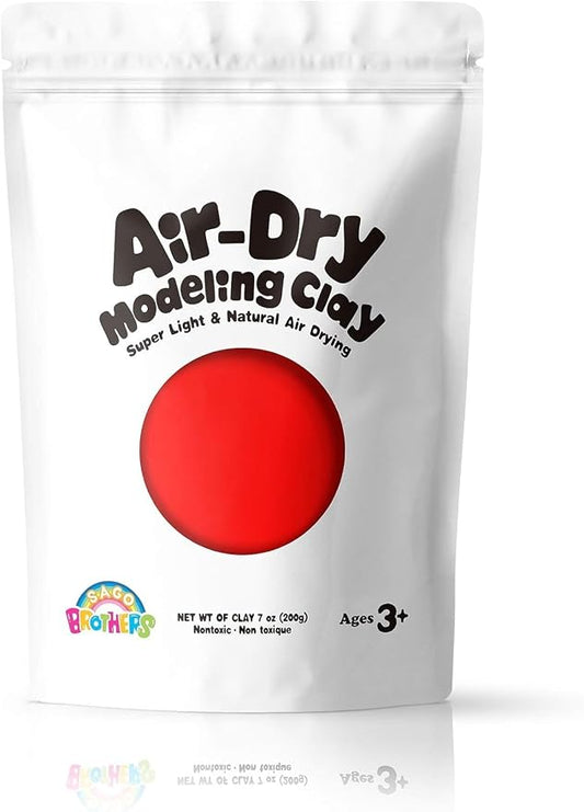 Sago Brothers Modeling Clay for Kids - Red, 7 oz Molding Magic Clay for Kids Air Dry, Super Soft Clay for DIY Slime, Ultra Light Air Dry Modeling Clay for Toddlers Children Teens | Molding magic clay for kids air dry, super soft for DIY slime. Ultra li...