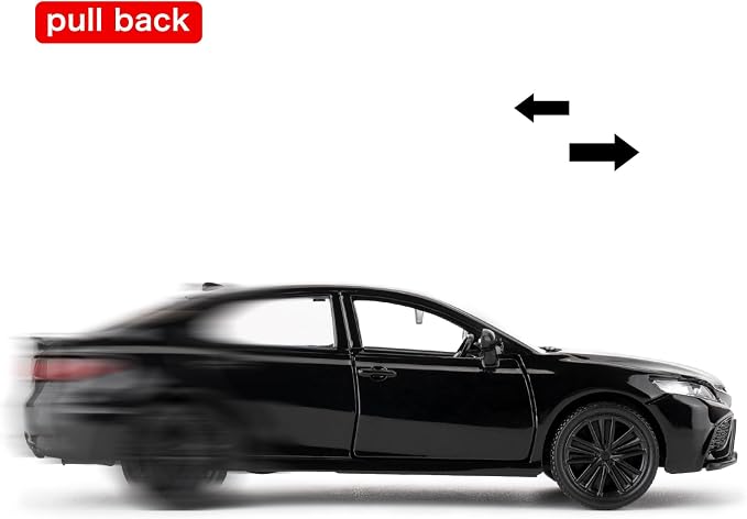 RMZ City 1:36 Camry XSE Car Model, Diecast Pull Back Model Toy Car, Doors Open, Collection Kids Toy for Aged 3 and up, Gift Black