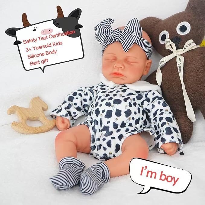 Boy 12 Inch, Full Body Silicone Baby Doll, Reborn Baby Dolls Silicone Full Body, Not Vinyl, Posable Newborn, Realistic Baby Doll