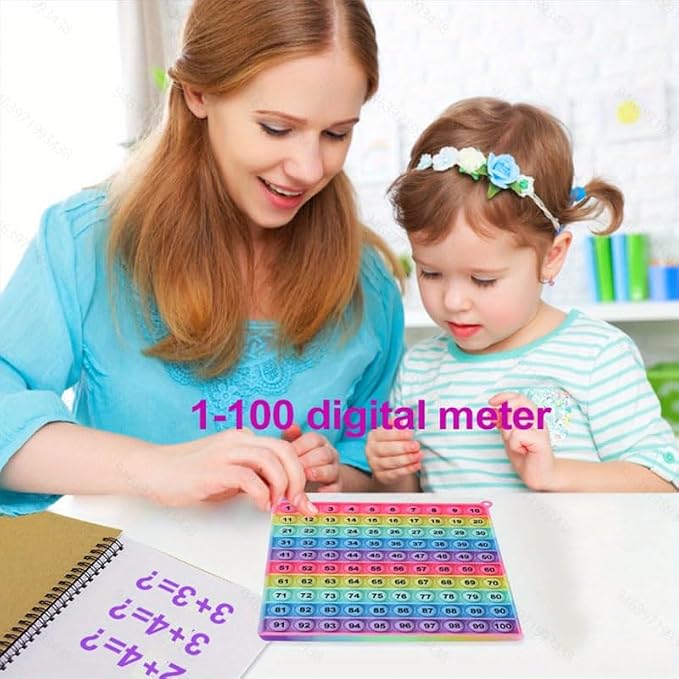 Yadishen Multiplication Table Hundred Board Math Game P0PP Toy, Exercise Children's Logical Thinking,Pop Fidget Toys, Fidget Game Math Manipulatives Kindergarten [1-100 Number Table]