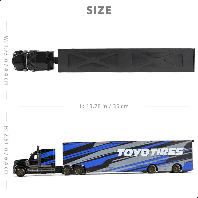 Alloy Metal Diecast Tow Traktor Toy 1:64 Scale International Lonestar Heavy Truck Model Semi Trailer Head Toy Gift Classic Truck Model Collection for Kid Boy Men Adult (Black)