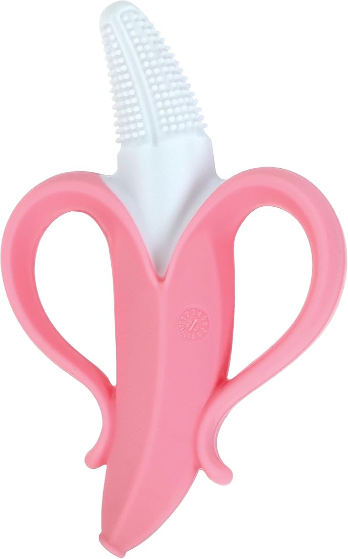 Nuby NanaNubs Banana Massaging Toothbrush - Baby Teething Toy - 3+ Months - Pink