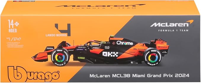 Bburago 1:24 2024 Race McLaren MCL38 with Helmet, Piastri #81