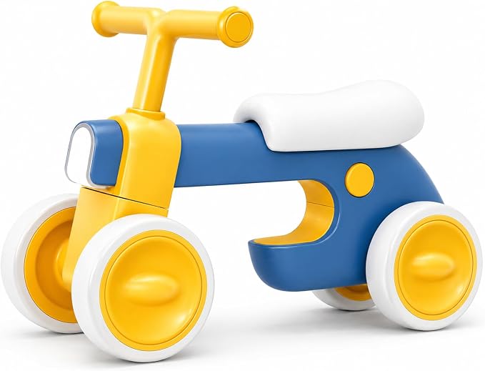 Henry & Colin First Balance Bike for 1 Year Old, 4 Wheel Toddler Bike with Fun Lights & Music, Soft Seat, No-Pedal Ride On Toy, 1st Birthday Gift for Boys & Girls Ages (12–36 Months)