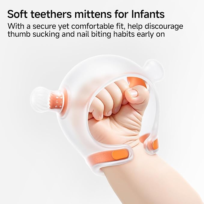 Garkoko Baby Teether for 4+Months, Wrist Hand Teether Toy for Babies, Anti-Drop Silicone Teething Relief Toy, BPA Free Sensory Chew Toy for Sucking Needs, Easy Hold Teether for Infants & Toddlers