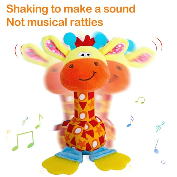 Baby Soft Rattles Shaker, Infant Developmental Hand Grip Baby Toys, Baby Sensory Learning Toys with Teether, Sounds for Baby and Stuff from 0-3-6-9 Months Old