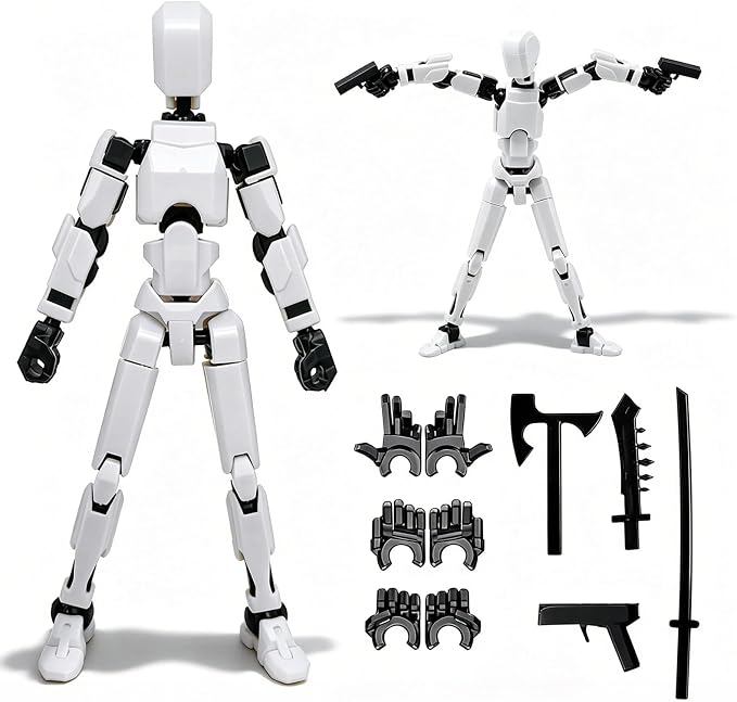 DANONI Titan13 Action Figure, Lucky Robot 13 Action Figures, 3D Printed Multi-Jointed Movable Action Figure, Dummy Robot 13 Figures Toy for Desktop Decorations Game Gifts (White)