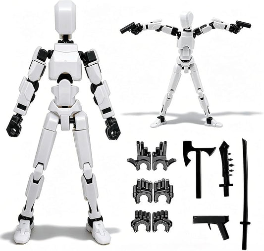 DANONI Titan13 Action Figure, Lucky Robot 13 Action Figures, 3D Printed Multi-Jointed Movable Action Figure, Dummy Robot 13 Figures Toy for Desktop Decorations Game Gifts (White)