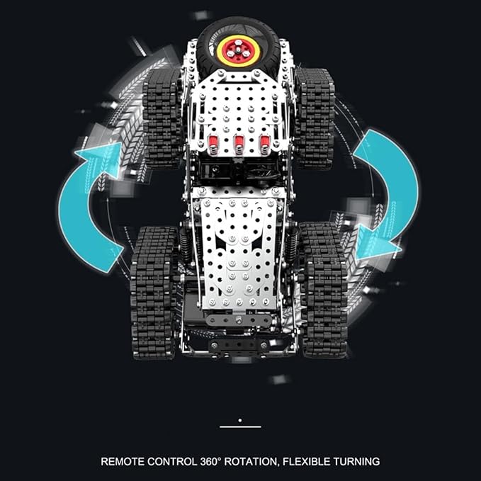 Building Sets Stem Assembly Metal 3-D Puzzle Off-Road Model Car Building Kit Construction Set Toys Assemble Remote Control Snowmobile 1929PCS/Included Motor