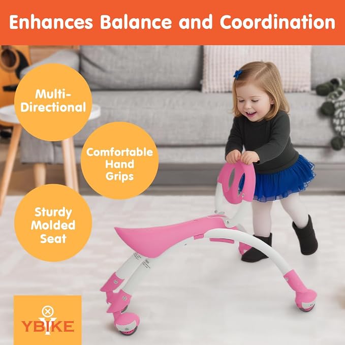 YBIKE Pewi Walking Ride On Toy - From Baby Walker to Toddler Ride On for Ages 9 Months to 3 Years Old
