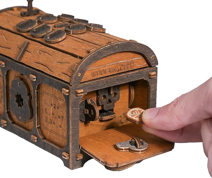 WOODEN.CITY Treasure Chest Puzzle Box for Adults – 3D Wooden Puzzles Mystery Box Brain Teaser & Escape Room Game with Secret Opening (165 Pieces, Gift Idea)