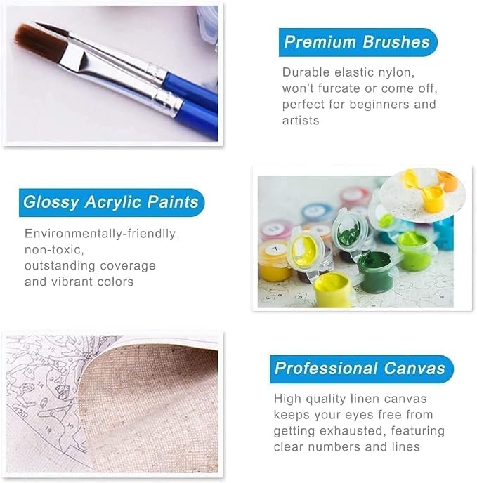 Fairyland JinWenn Paint by Numbers for Adults and Kids Beginner, 3 Pack Skull Painting by Number Kits On Canvas Number Artist Paint by Number Kit DIY Oil Acrylic Paints Home Wall Decor Gift 12x16 inch