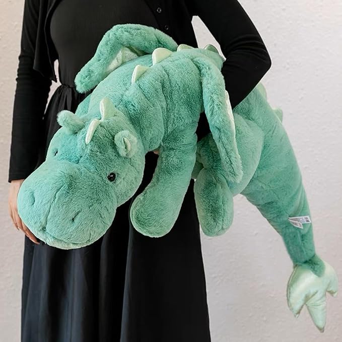 51.2" Green Dragon Stuffed Animal,Giant Soft Dinosaur Plush for Kids and Adults, Sturdy Fluffy Plushie Pillow
