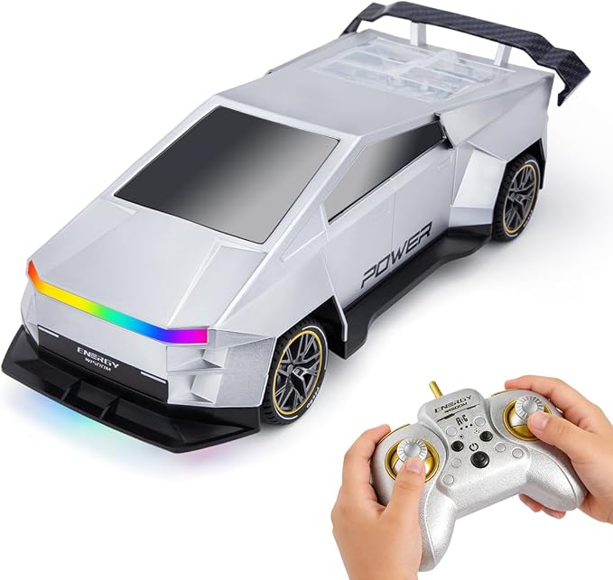 Remote Control Car，All Terrain 2.4GHz RC Truck for 3-12 Year Old Boys, Electric Vehicle RC Car with LED Lights for Kids, Birthday Gifts for Kids (Silver)