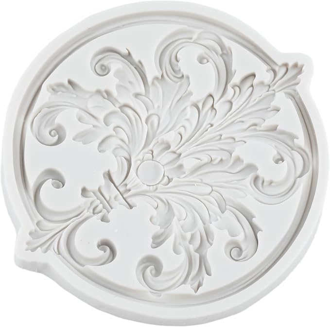 Baroque Relief Lace Silicone Mold Curlicues Scroll Lace Polymer Clay Mold Vintage Relief Flower Filigree Molds for DIY Crafts Epoxy Resin Casting Air Dry Polymer Clay Plaster Jewelry Making
