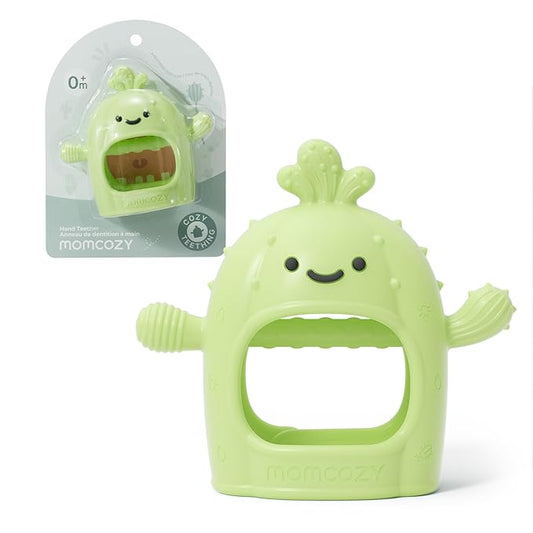 Momcozy Baby Teething Toys, Food Grade Silicone Baby Teether，Teething Mitten for Babies 0–6 Months，Teethers for Babies 6–12 Months，Anti Drop Wrist Teether with Multiple Chew Points， Grass Green