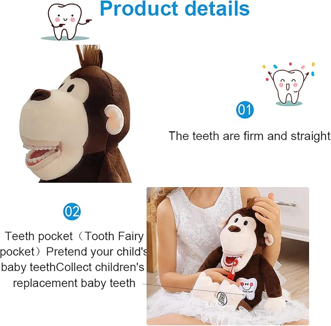 Tooth Fairy Plush Doll, Dental Stuffed Oral Health Presentation Puppet Doll Tooth Fairy Dental Educational Plush Small Size Doll with Teeth for Kids Chidren Boys Girls